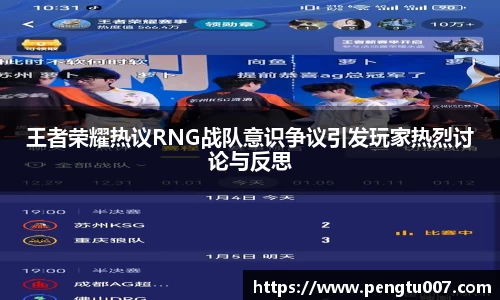 王者荣耀热议RNG战队意识争议引发玩家热烈讨论与反思