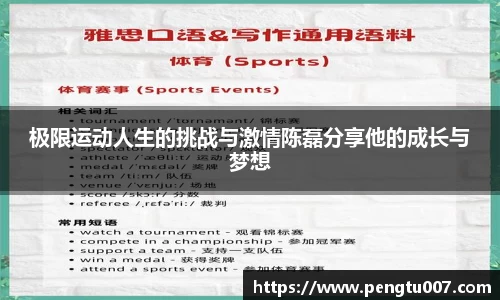 极限运动人生的挑战与激情陈磊分享他的成长与梦想